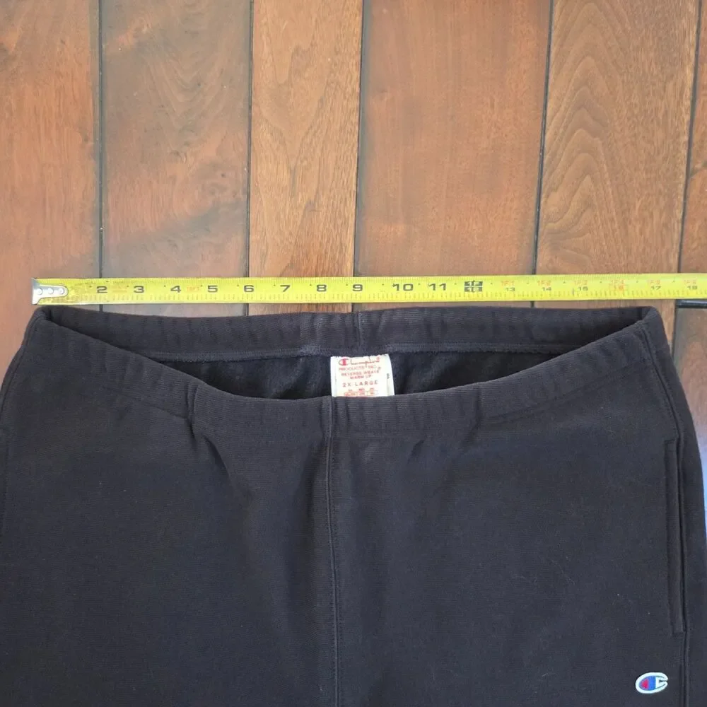 Vintage Champion Reverse Weave Sweatpants 2XL XXL Black Warmup Thick Joggers Y2K